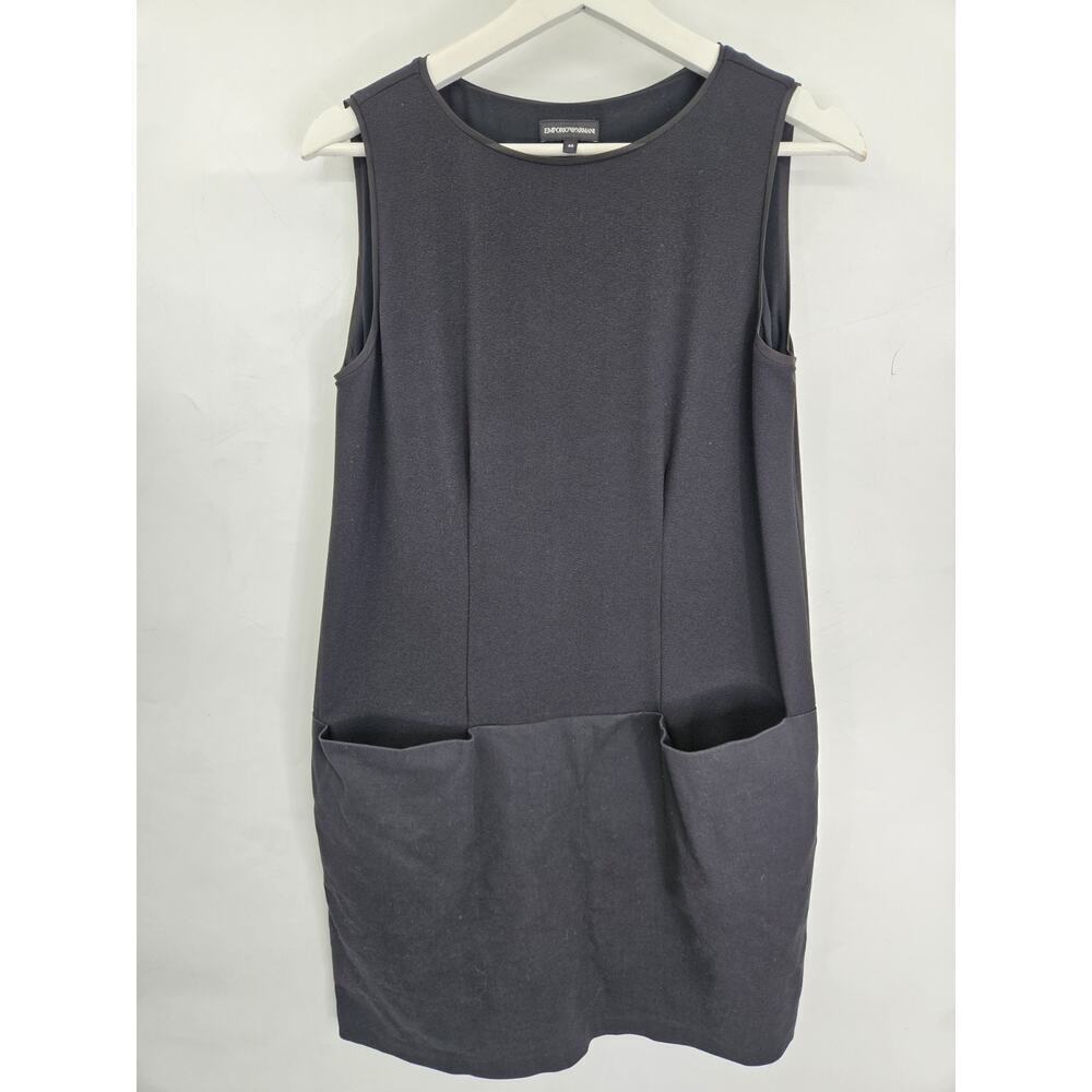 Emporio Armani Black Sleeveless Women Dress Size 40/S With Large Front Pockets